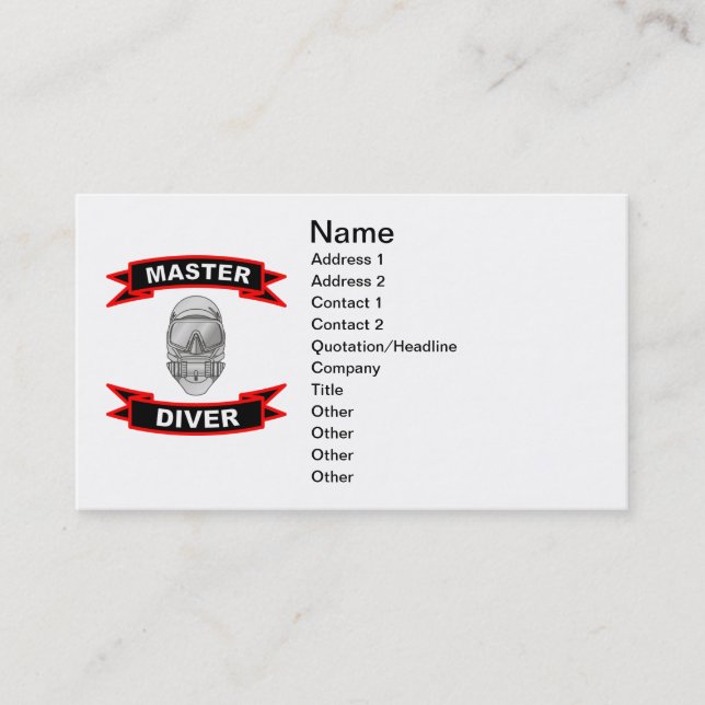 Tarjetas de visita principales del buceador (Anverso)