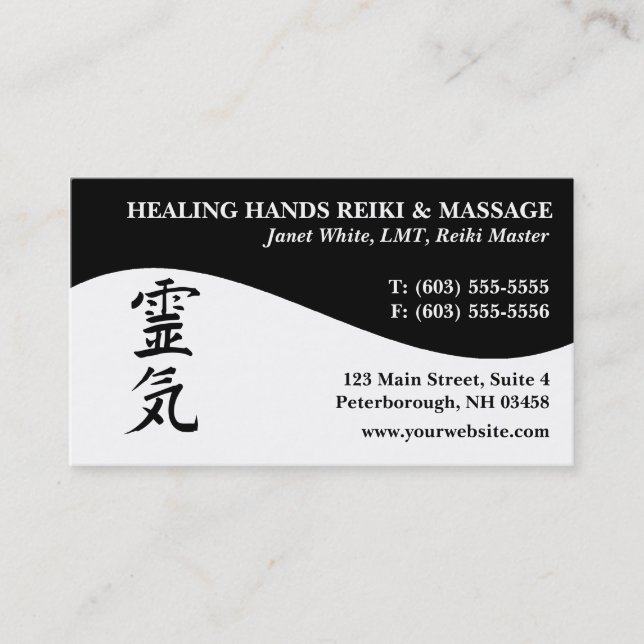 Tarjetas de visita principales del médico de Reiki (Anverso)