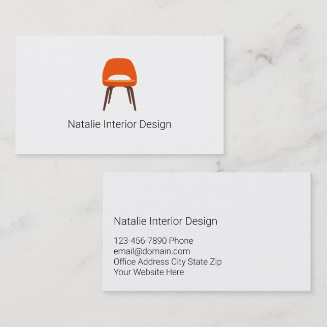 Tarjetas de visita profesional de diseño interior (Anverso / Reverso)