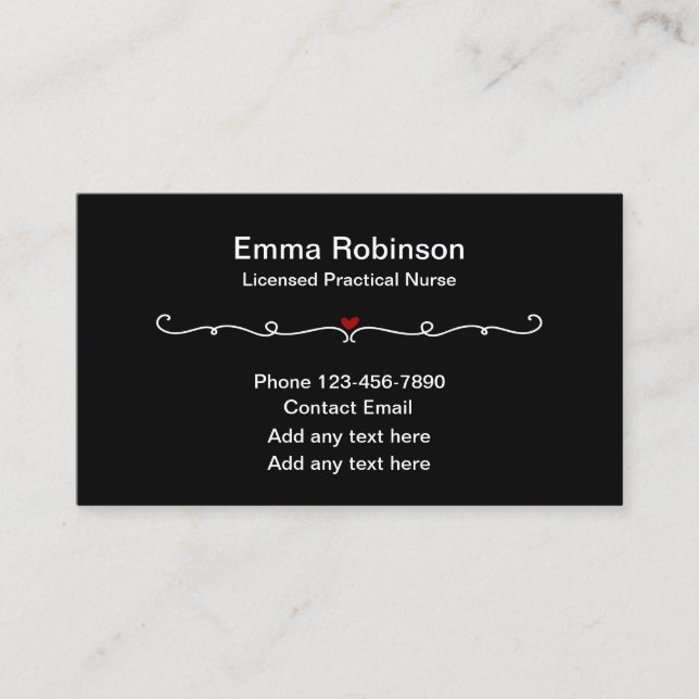 Tarjetas de visita profesional de enfermería con l (Anverso)