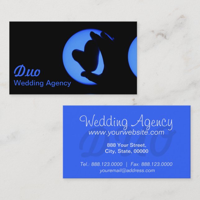 Tarjetas de visita profesional de la agencia boda (Anverso / Reverso)