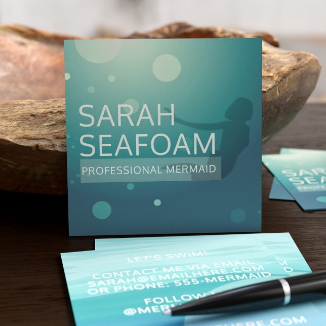 Tarjetas de visita profesional de Mermaid Square (Professional Mermaid? These are the business cards for you. Also works for swim coaches and divers)