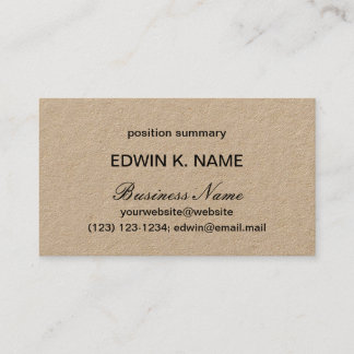 Tarjetas de visita profesional Kraft simple