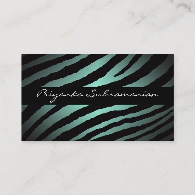 Tarjetas de visita profesional Mint Zebra moderna (Anverso)