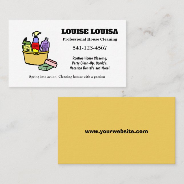 Tarjetas de visita profesional para limpieza de ca (Anverso / Reverso)