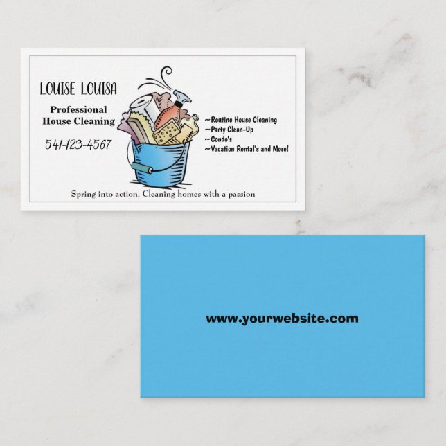 Tarjetas de visita profesional para limpieza de ca (Anverso / Reverso)