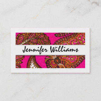 Tarjetas de visita profesional Pink Paisley modern
