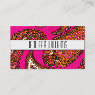 Tarjetas de visita profesional Pink Paisley modern