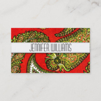 Tarjetas de visita profesional Red Paisley para em