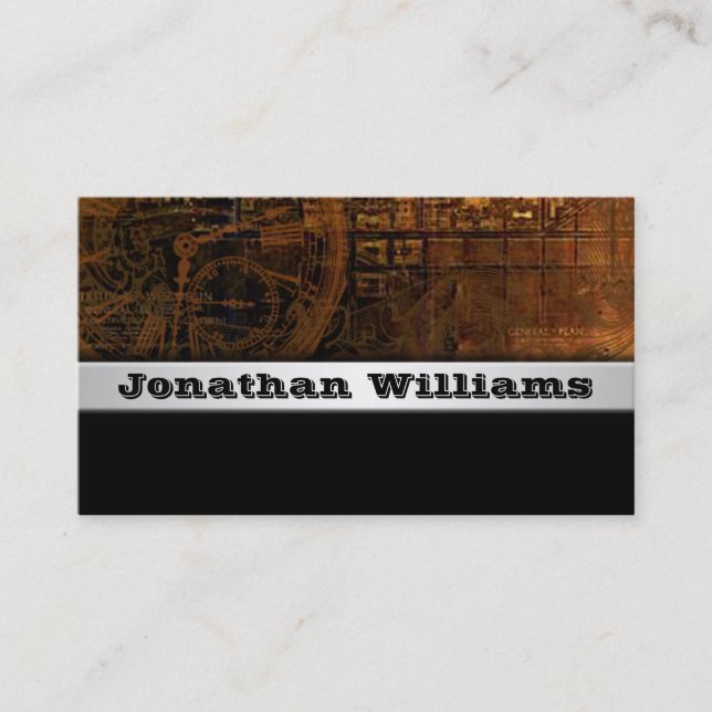 Tarjetas de visita profesional Steampunk Modernas (Anverso)
