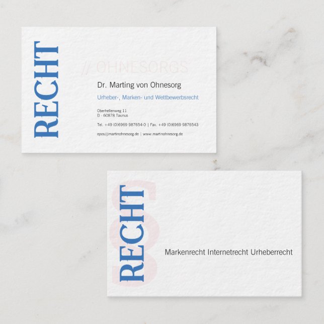 Tarjetas de visita profesionales azul y blanco (Anverso / Reverso)