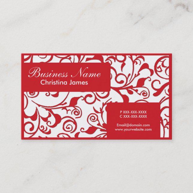 Tarjetas de visita profesionales de damasco blanco (Anverso)