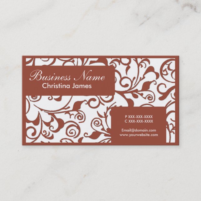 Tarjetas de visita profesionales de damasco blanco (Anverso)