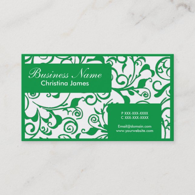 Tarjetas de visita profesionales de damasco blanco (Anverso)