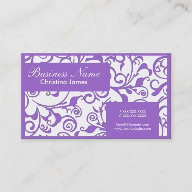 Tarjetas de visita profesionales de damasco blanco (Anverso)