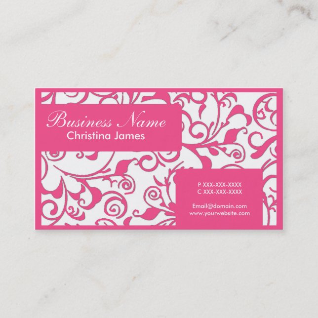 Tarjetas de visita profesionales de damasco blanco (Anverso)