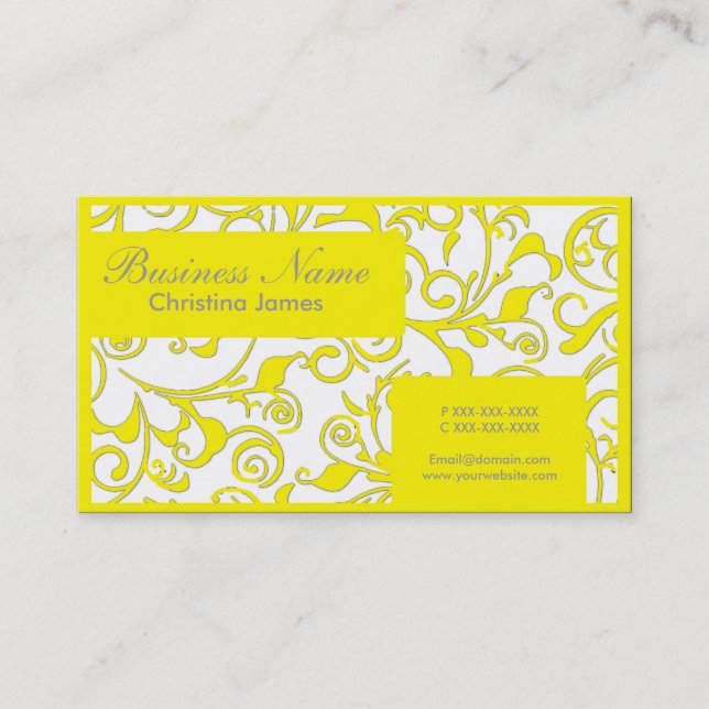 Tarjetas de visita profesionales de damasco blanco (Anverso)