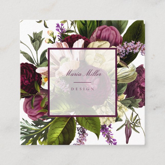 Tarjetas de visita Purple Botanical Floral (Anverso)