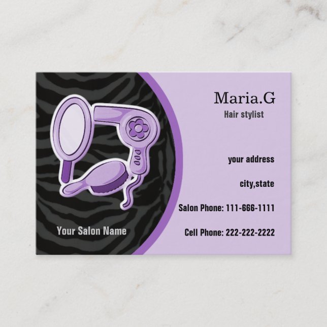 Tarjetas de visita Purple Hair Salon (Anverso)