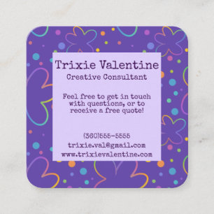 Tarjetas de visita Purple Memorable con flores