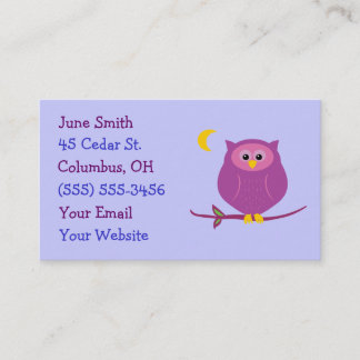 Tarjetas de visita Purple Owl