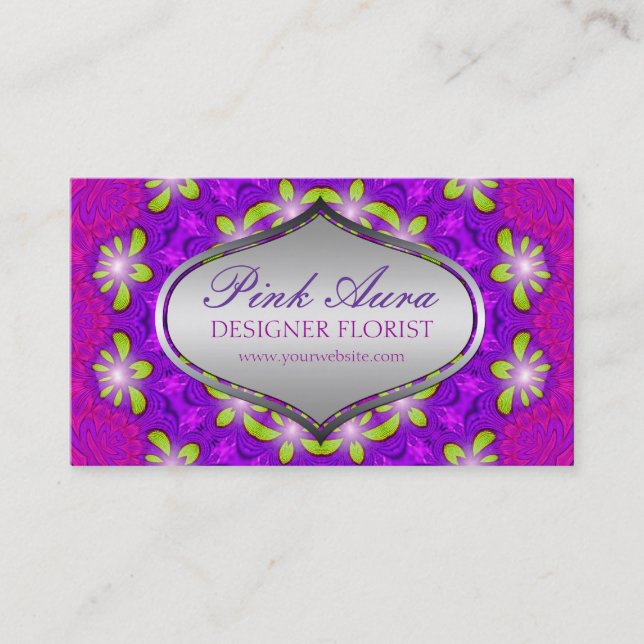 Tarjetas de visita Purple Pink Aura Floral Glow (Anverso)