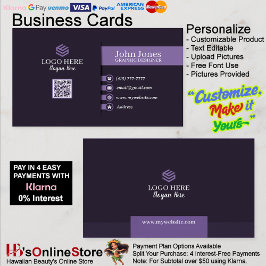 Tarjetas de visita Purple QR Code 23 Paquete de 10