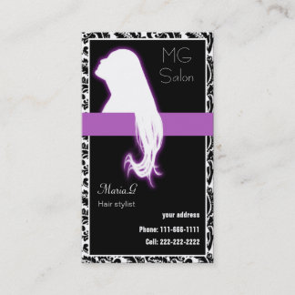 Tarjetas de visita Purple Salon y cita