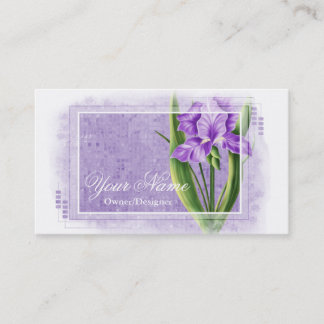Tarjetas de visita púrpuras bonitas de la flor del