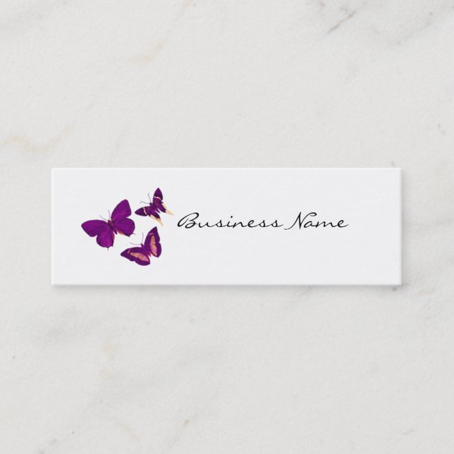 Tarjetas de visita púrpuras bonitas de la mariposa (Anverso)