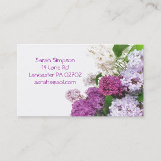 tarjetas de visita púrpuras de la flor