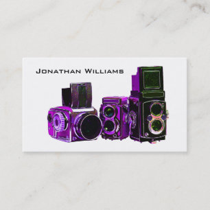 Tarjetas de visita púrpuras de la fotografía de