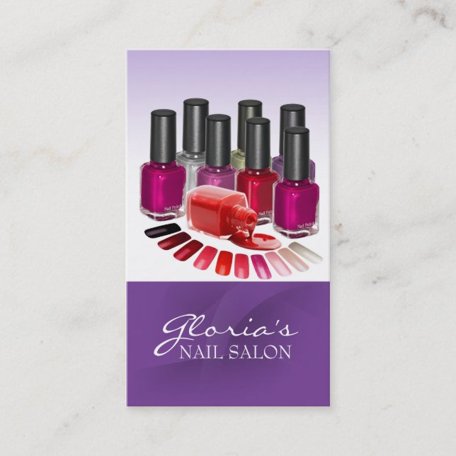 Tarjetas de visita púrpuras del técnico del clavo (Anverso)