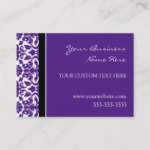 Tarjetas de visita púrpuras elegantes del damasco