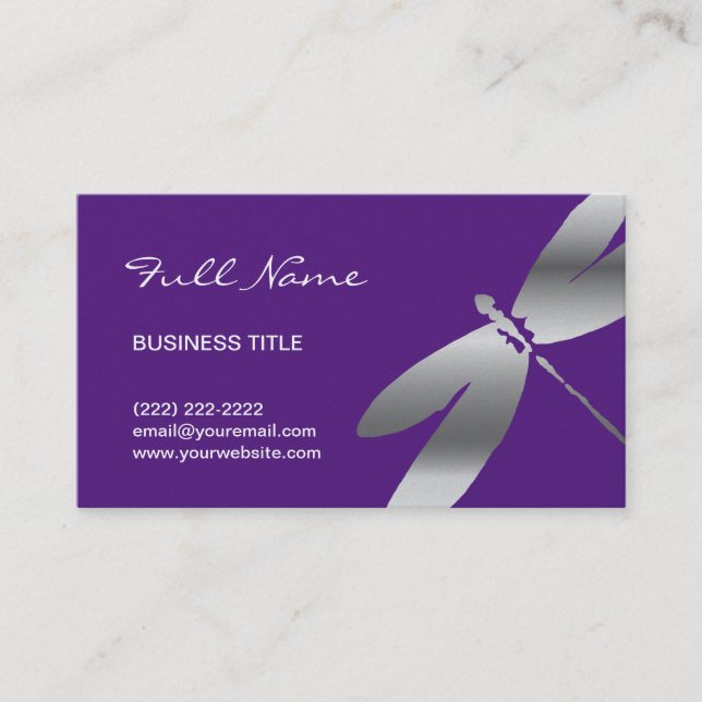 Tarjetas de visita púrpuras y de plata de la (Anverso)