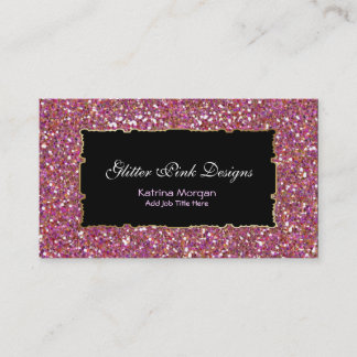 Tarjetas de visita purpurina de elegancia rosa