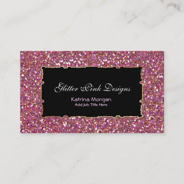 Tarjetas de visita purpurina de elegancia rosa (Anverso)