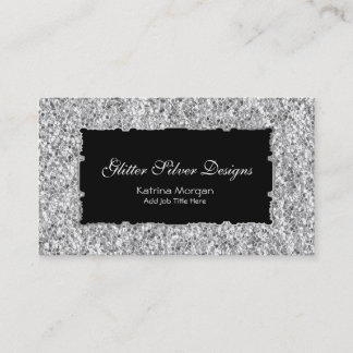Tarjetas de visita purpurina Silver Elegance