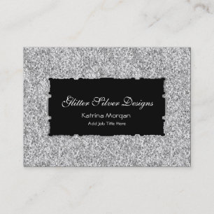 Tarjetas de visita purpurina Silver Elegance