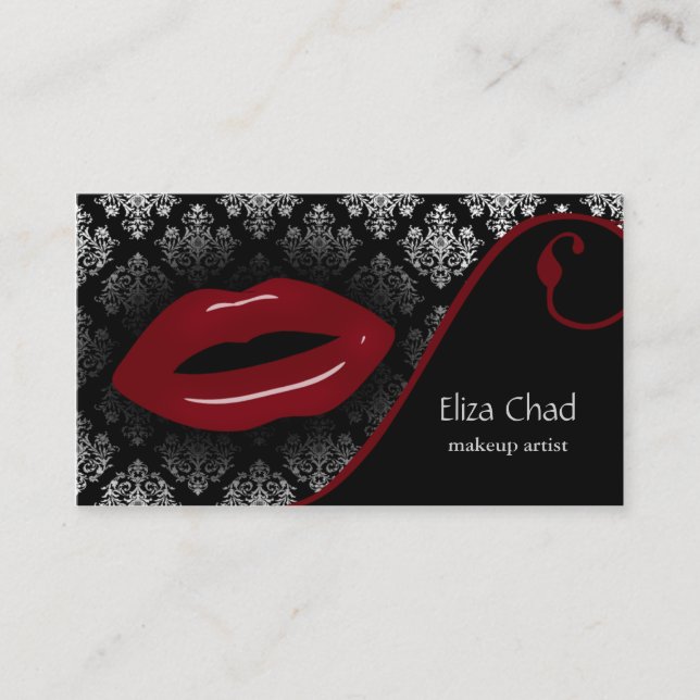 Tarjetas de visita Red Damask Beauty (Anverso)