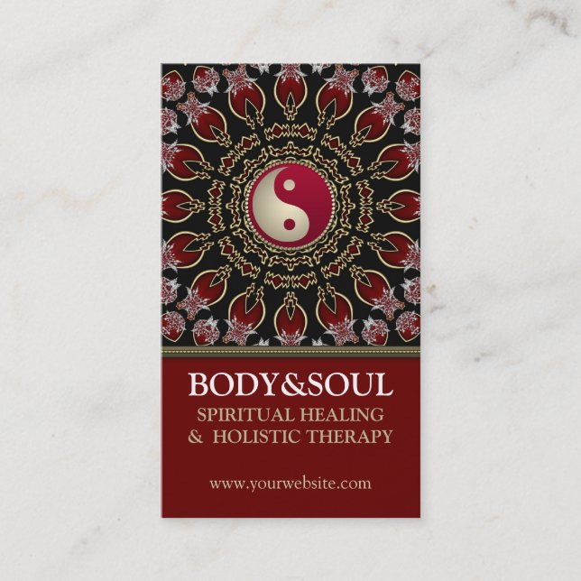 Tarjetas de visita Red YinYang Eastern New Age (Anverso)