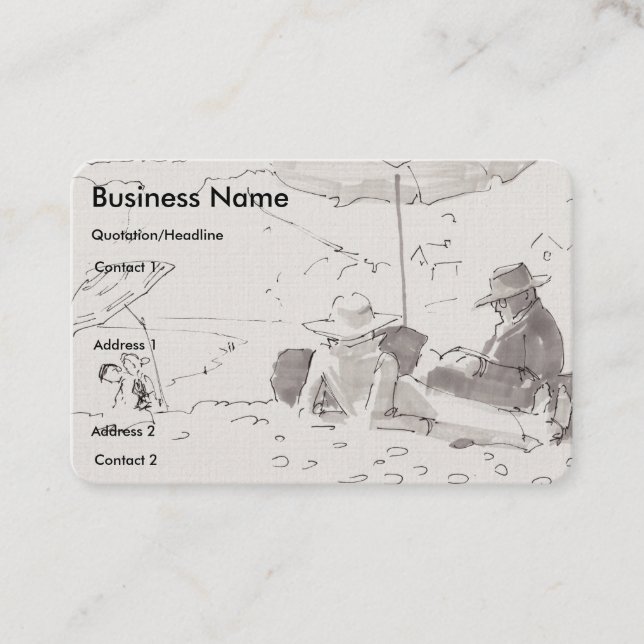 Tarjetas de visita relajándose en la playa (Anverso)