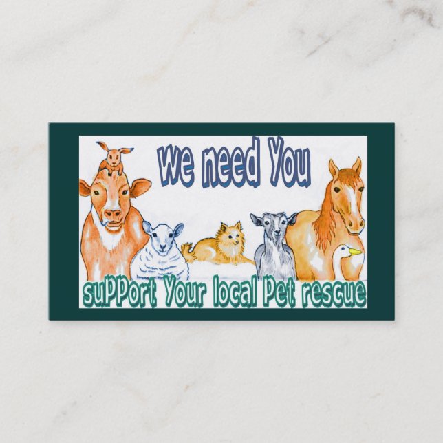 Tarjetas de visita, rescate adaptable del mascota (Anverso)