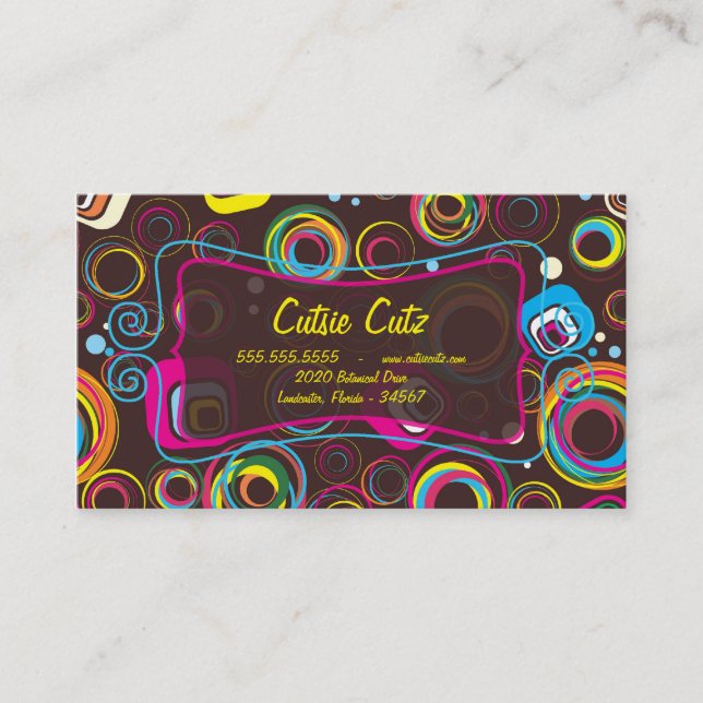 Tarjetas de visita Retro Circle Square de los años (Anverso)