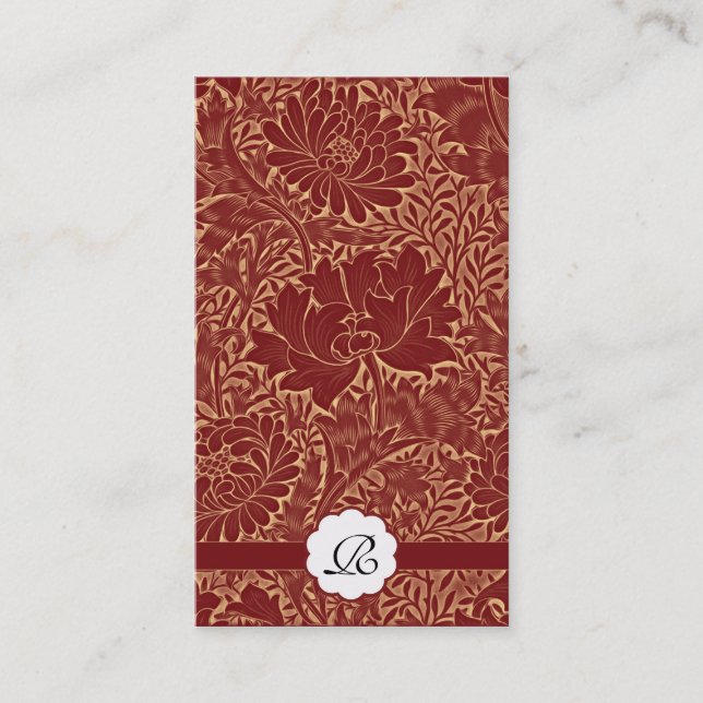 tarjetas de visita retro rojo monograma (Anverso)