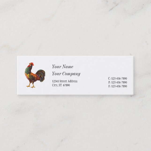 Tarjetas de visita Retro Rooster Personalizado (Anverso)
