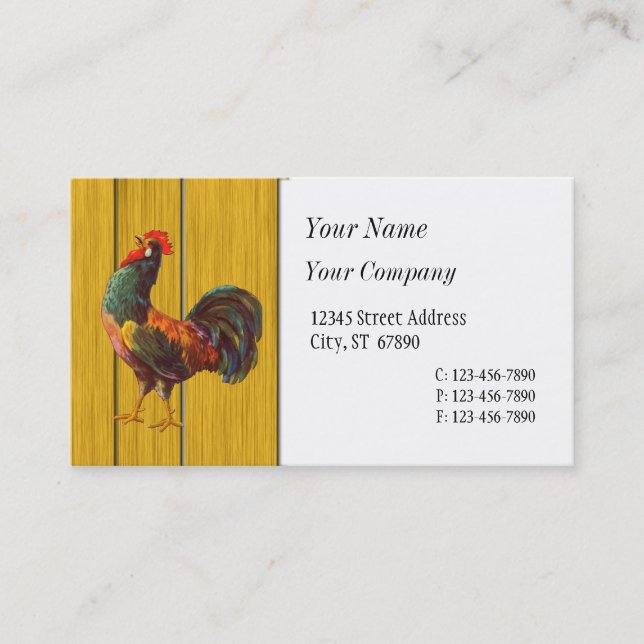 Tarjetas de visita Retro Rooster Personalizado (Anverso)