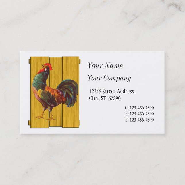 Tarjetas de visita Retro Rooster Personalizado (Anverso)