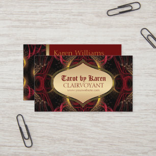 Tarjetas de visita rojas de Tarot del templo de la