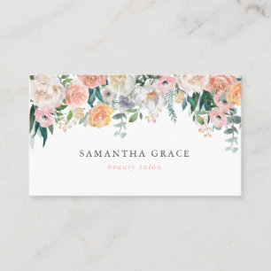 Tarjetas de visita románticas Rubor Floral Hair Ma